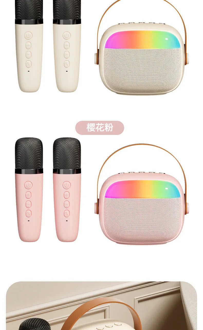 مكبر صوت بلوتوث محمول للمنزل لطيف كاريوكي صغير لاسلكي صوتي مع ميكروفون K Song Family الغناء آلة