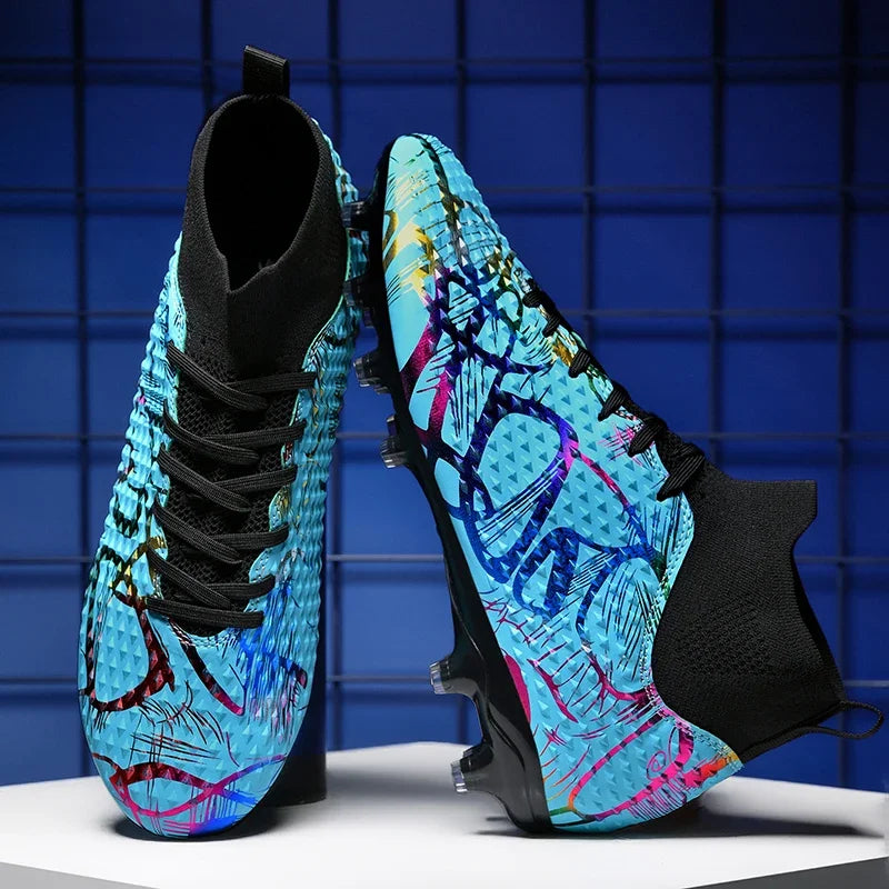 أحذية كرة القدم للرجال للتدريب على العشب الخارجي أحذية رياضية احترافية طويلة للرجال قابلة للتهوية برباط أحذية كرة قدم للرجال