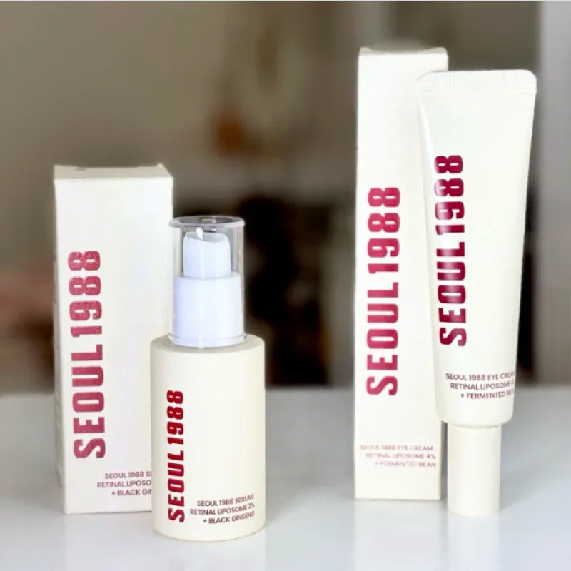 Korean Skin Care Set Seoul 1988 Eye Cream Snail Mucin Skincare Set Facial Sunscreen Cream Vitamin C Moisturizing Firming Essence