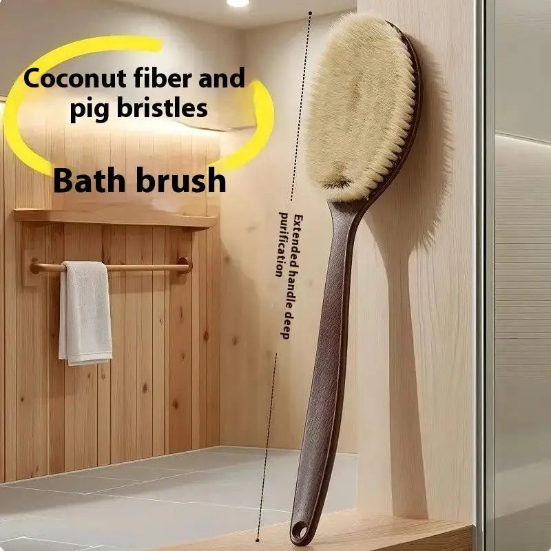Bath Shower Brush Bathing Brush Dry Skin Body Soft Natural Bristle Massager Care Tool Soft Natural Bristle PE Handle