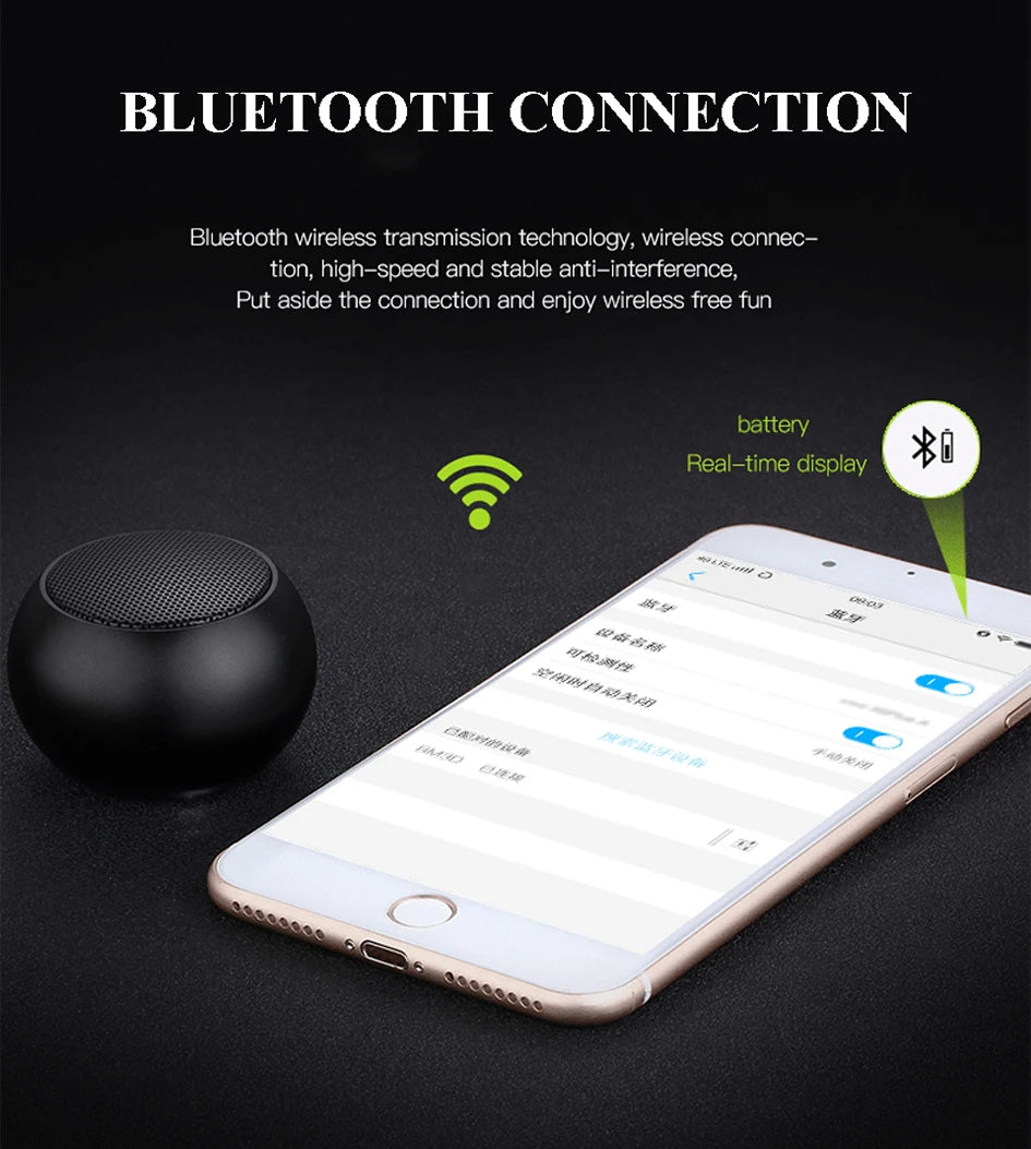 Bluetooth Wireless  5.3 Speaker Portable TWS Small Steel Gun Metal Heavy Subwoofer Outdoor Mini Bluetooth Stereo Speaker