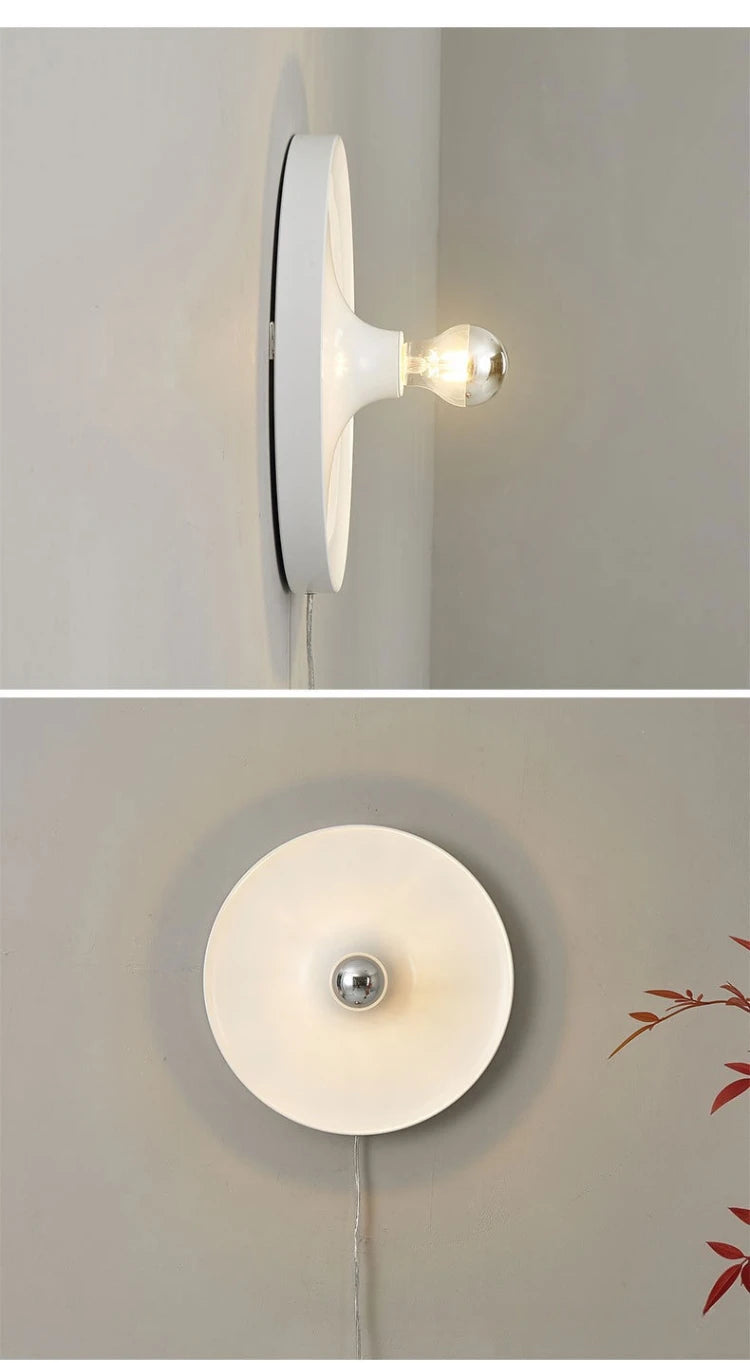 Medieval Bedside Wall Lamp Living Room Hallway Balcony Wall Lamp Bedroom Postmodern Flying Saucer Retro Metal Electroplated Lamp