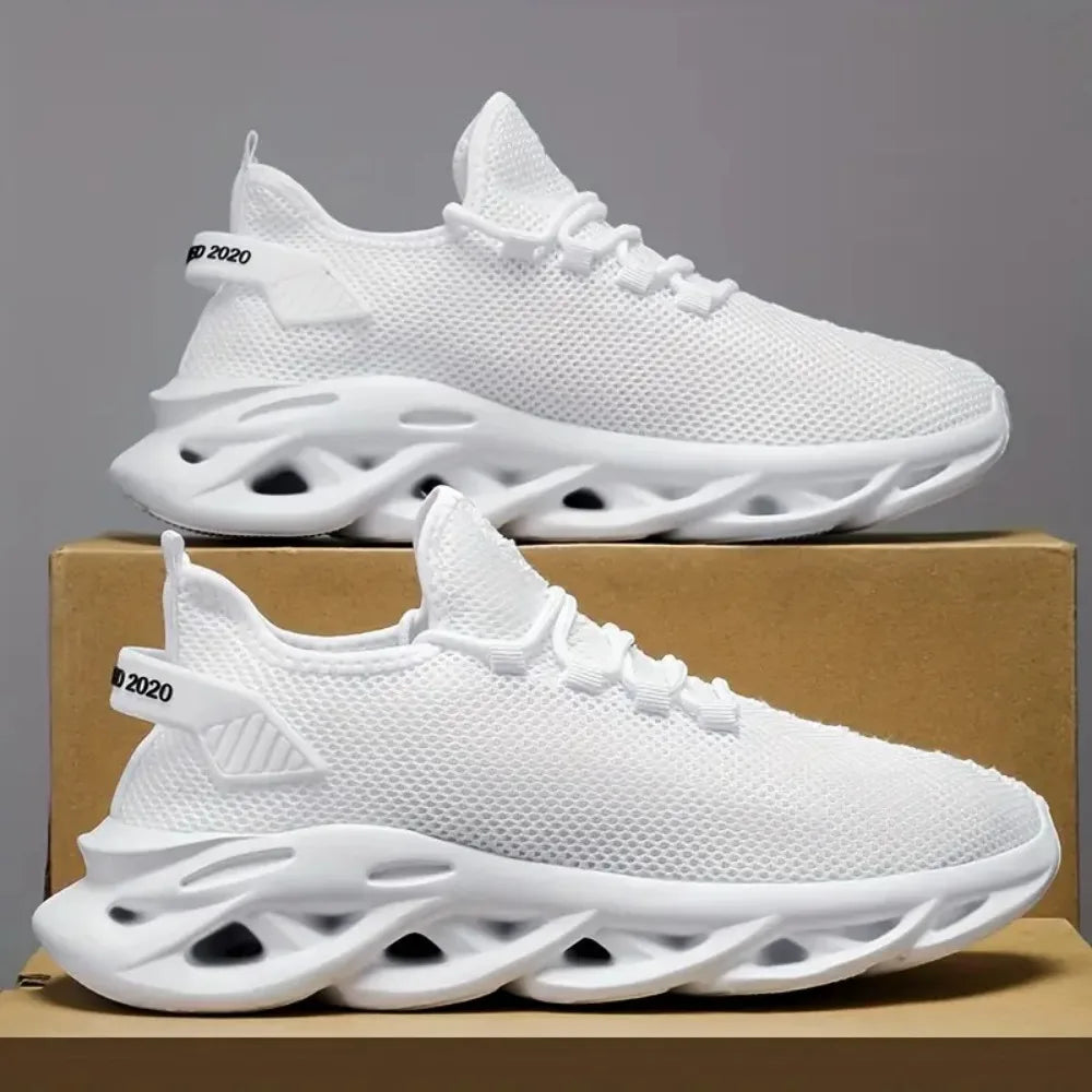 أحذية رياضية كاجوال للرجال قابلة للتنفس وخفيفة الوزن وشبكة خارجية سوداء أحذية جري رياضية للركض والتنس والمشي