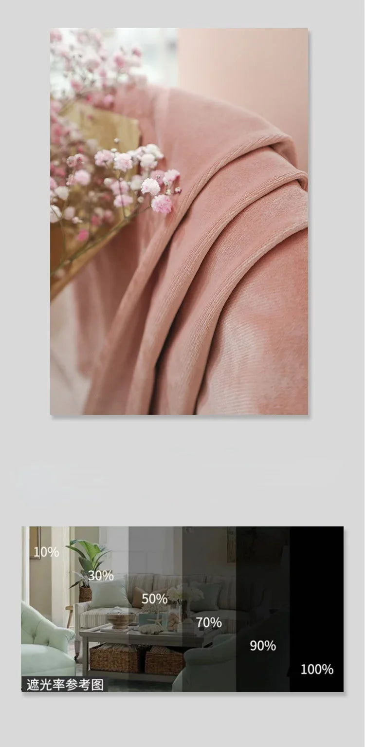 Curtains for Living Room Bedroomt Dirty Pink Curtains Light Luxury Velvet Light-Shielding Flannel Minimalist Curtain Fabric
