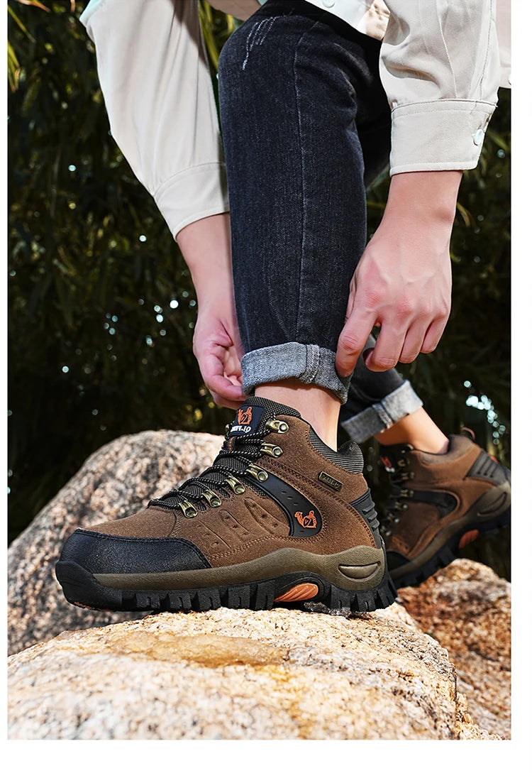 أحذية المشي لمسافات طويلة مقاومة للماء للرجال والنساء في الربيع والخريف، أحذية رياضية جبلية مقاومة للاهتراء، أحذية رياضية للصيد