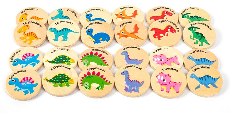 لعبة خشبية للأطفال، لعبة أحجية مطابقة الديناصور، لعبة مونتيسوري التعليمية للأطفال