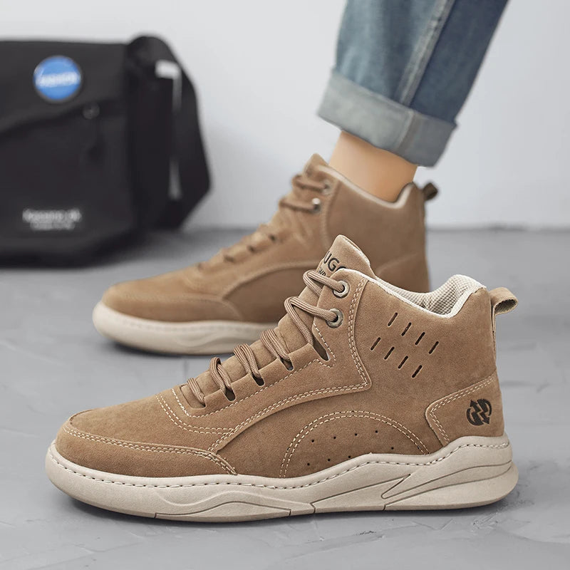 High Top Boots Men's Shoes Fashion Motorcycle Ankle Boots Shoes for Men Winter Boots Men's Sneakers Lace-Up Botas Hombre