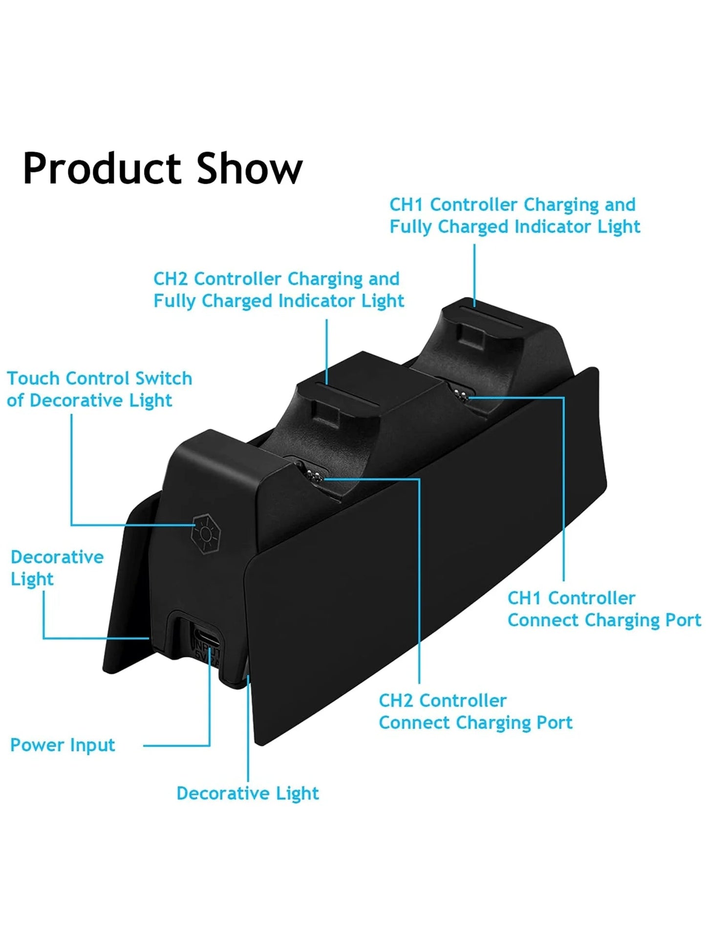 Game Wireless Charging Station for PS5 with Dual Fast Charger Dock and LED Charging Indicators SwiftNest