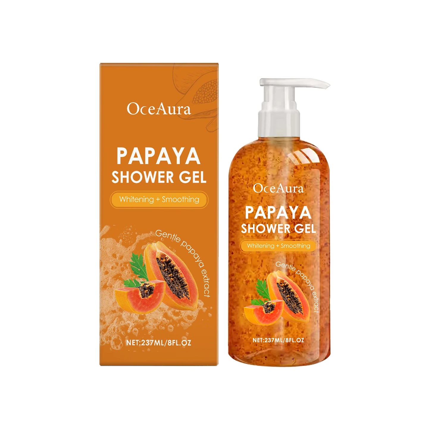 Papaya Whitening Shower Gel Exfoliating Fade Pigmentation Lasting Aroma Refreshing Control Oil Hydrating Rich Foam Body Wash