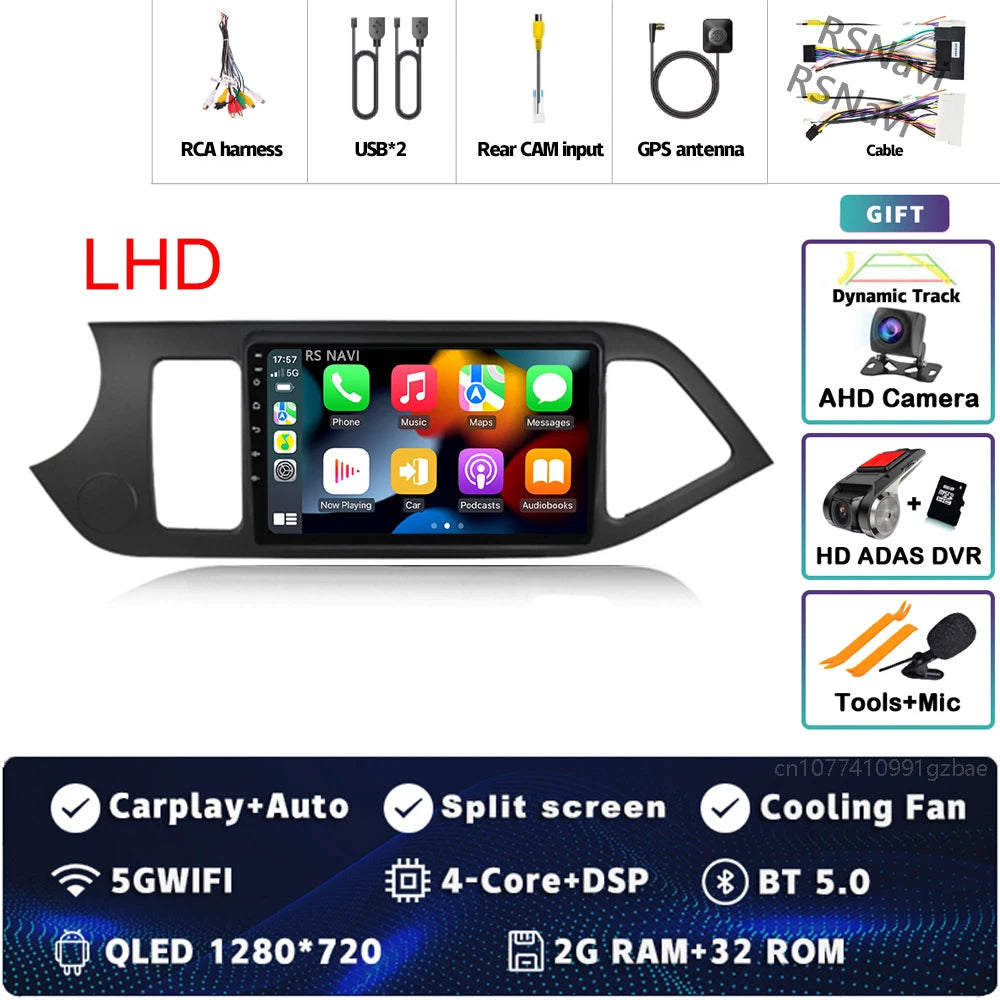 Android 15 For KIA Morning 2 picanto 2011-2017 LHD 2K QLED Android Car Radio Multimedia Video Player GPS Stereo CarPlay