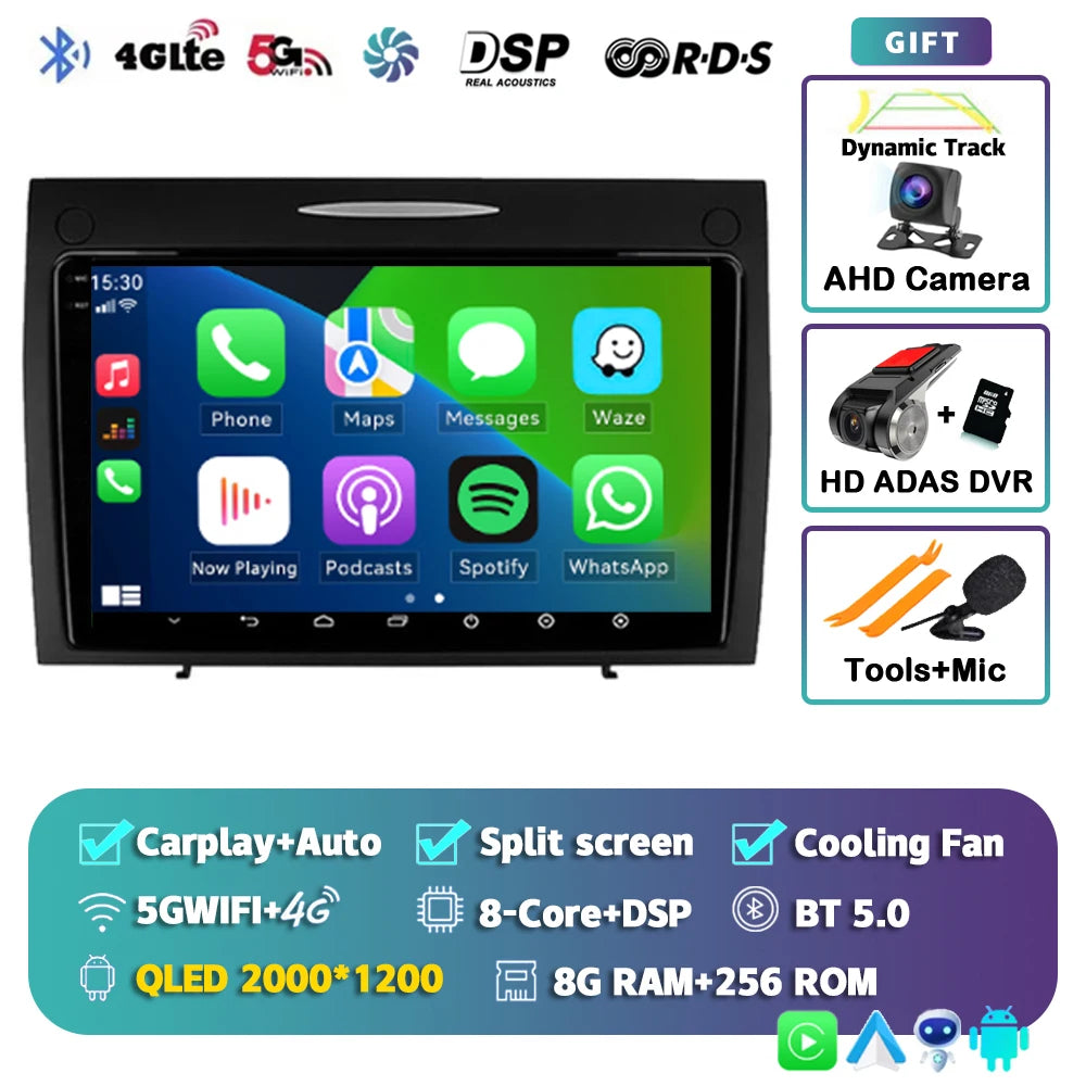 أندرويد 15 لسيارة بنز SLK-Class R171 2004 - 2011 2K QLED راديو السيارة أندرويد مشغل فيديو الوسائط المتعددة نظام تحديد المواقع ستيريو CarPlay وحدة رأس 4G