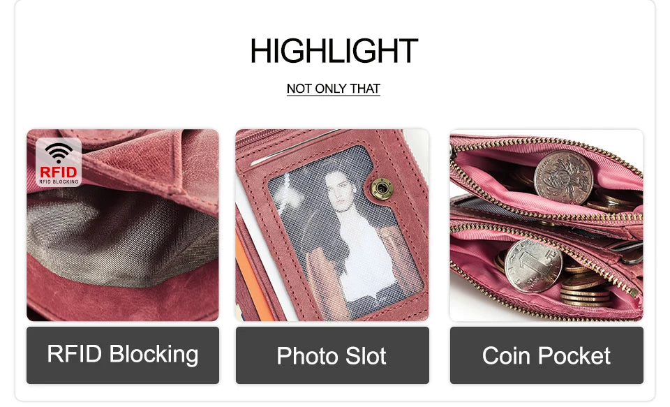 محفظة قصيرة من الجلد الأصلي للنساء من CONTACT'S، حامل بطاقات فاخر بتصميم محفظة عملات معدنية ومشبك نقود ومحفظة صغيرة للنساء والرجال