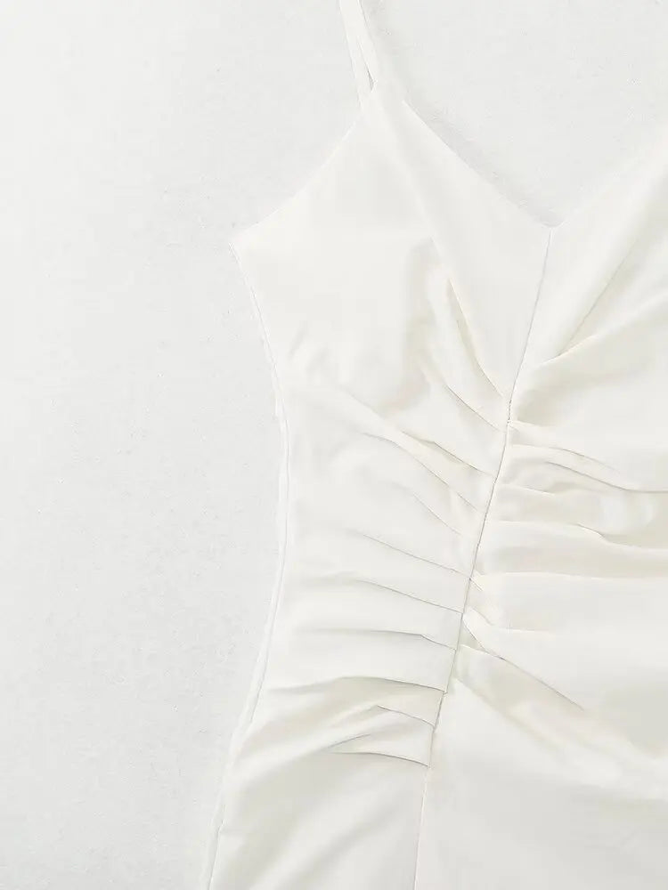 2025 Women's New Fashion European Style Elegant Pleated Lingerie Mid-Length Dress SwiftNest