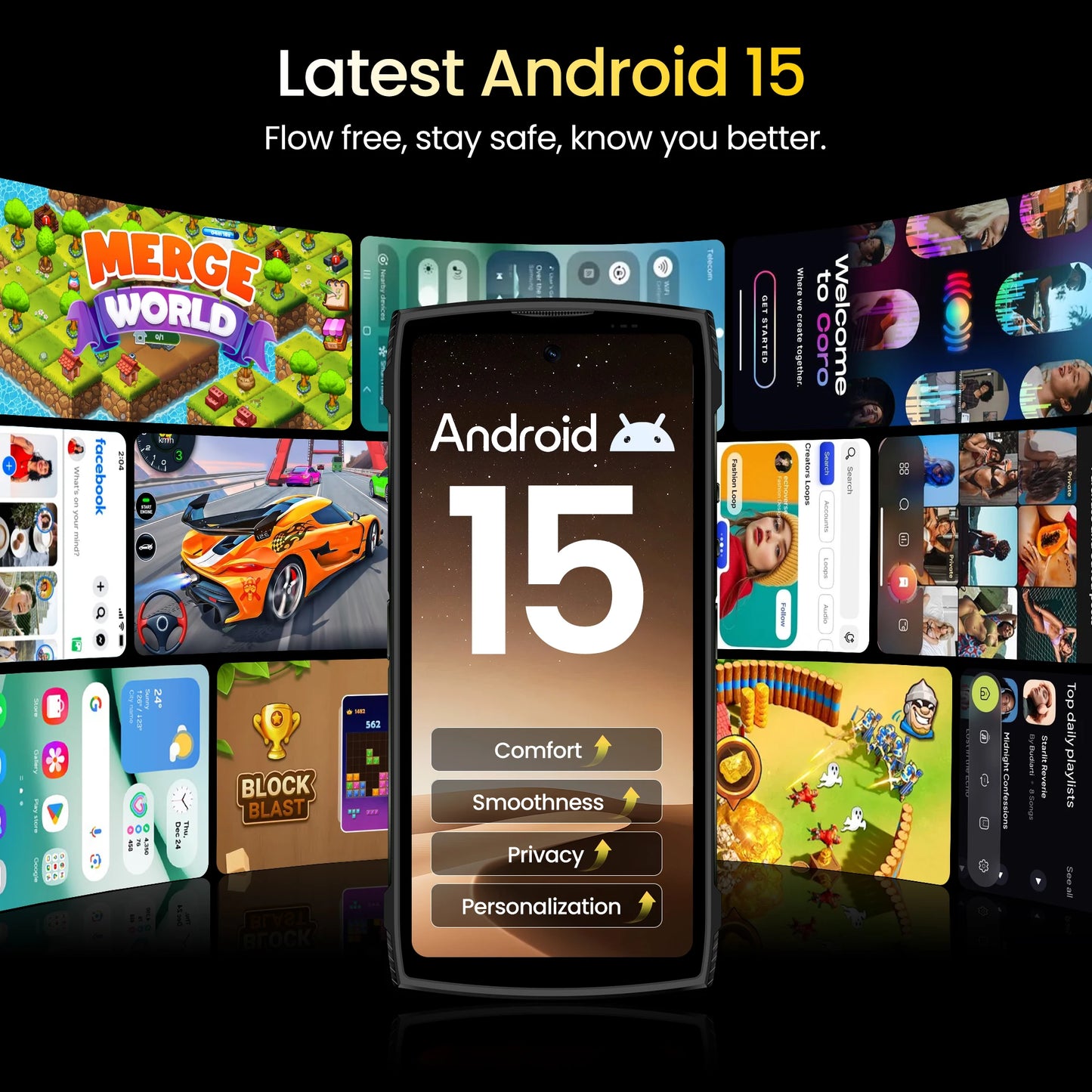 4G Rugged Smartphone LAGENIO Panther 2 Pro Android 15 8GB+256GB Mobile Phone 50MP 5150mAh 6.7 " HD Ultra-thin Cellphone Gemini