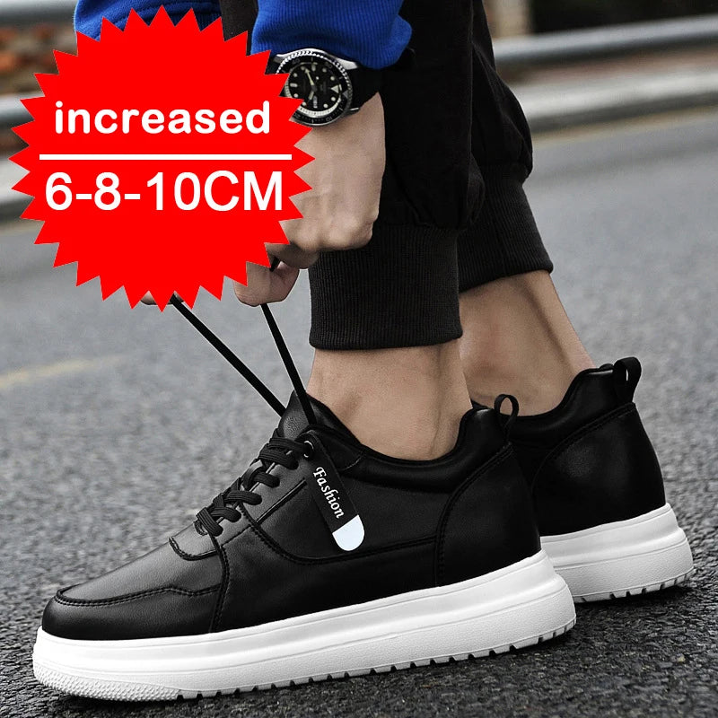 Fashion Men Casual Shoes Men Low Cut Sneakers Breathable Height Increasing Shoes 6/8/10CM Thick Sole Hard-Wearing Male Footwear