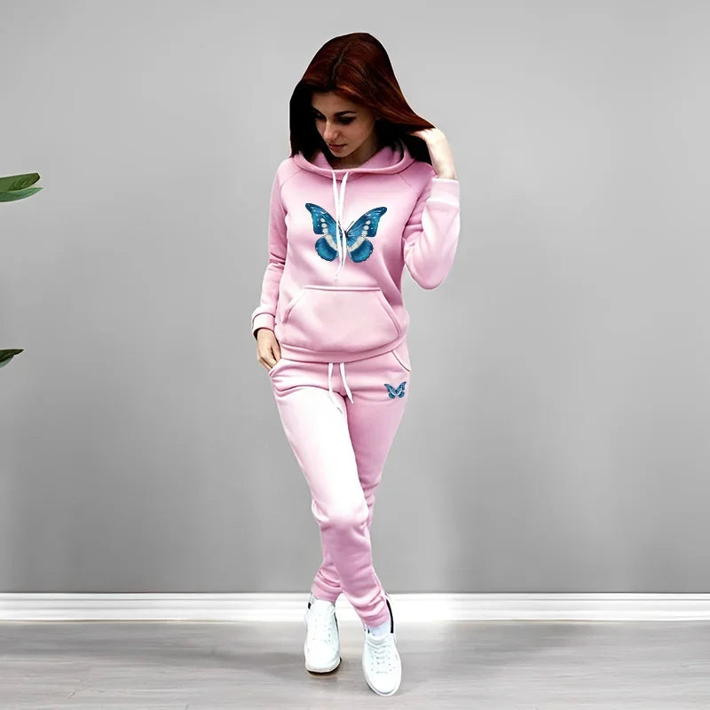 Women's 2 Piece Outfit Set Hoodie Joggers Tracksuit Casual Daily Fashion Autumn Winter Female Home Outdoor Comfort Warm Outfit SwiftNest