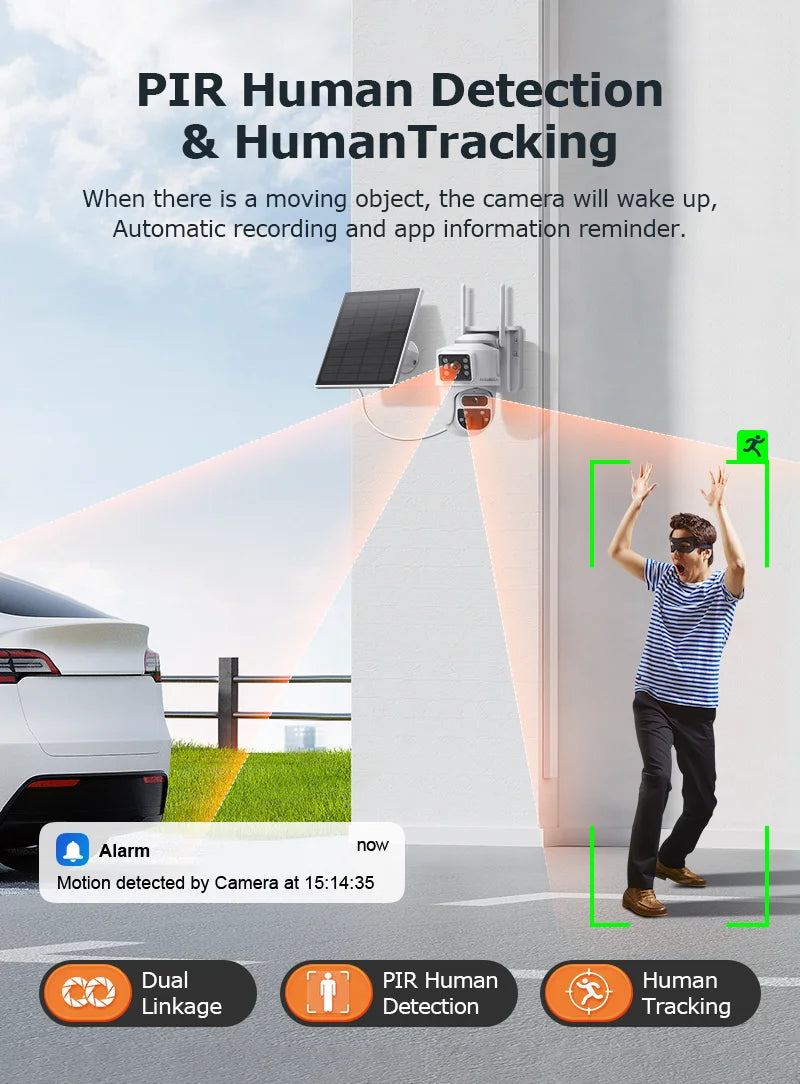 INQMEGA 8MP 4K Solar Wirelesss IP Camera With Battery Outdoor HD 4MP Dual Lens WiFi IP Camara Solar Panel CCTV Security Factroy