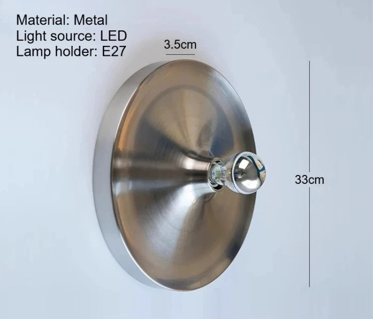 Medieval Bedside Wall Lamp Living Room Hallway Balcony Wall Lamp Bedroom Postmodern Flying Saucer Retro Metal Electroplated Lamp