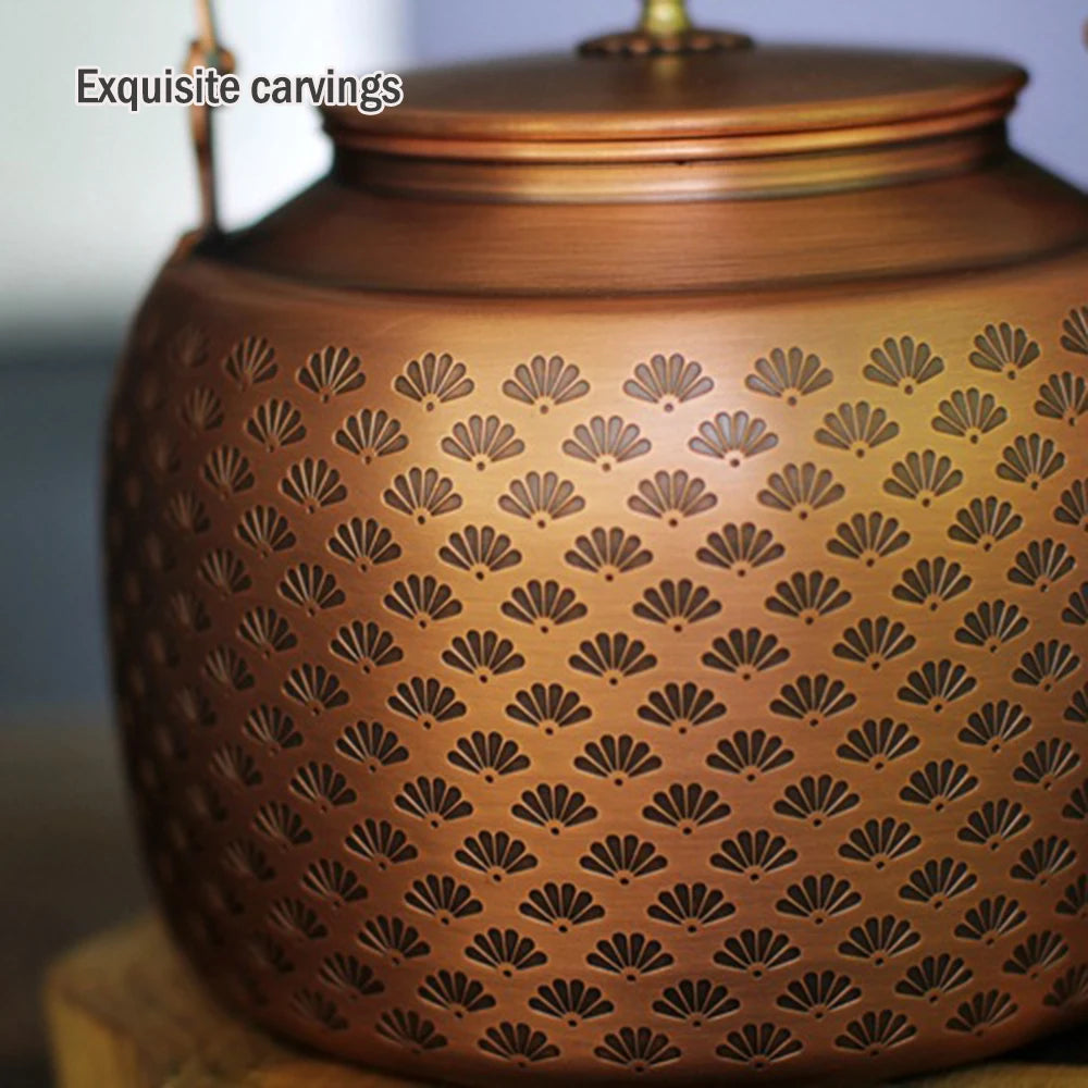 إبريق شاي جديد عالي السعة من النحاس الأحمر، غلاية ماء مغلي بموقد غاز منزلي، غلاية شاي صحية، مجموعة شاي الكونغ فو، سعة 2.0 لتر