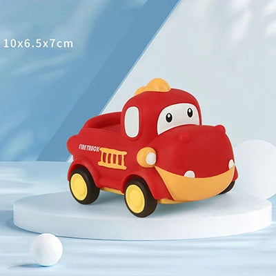 Baby Car Toys for 6 12 Months Friction Car Infant Soft Rubber Inertial Push and Go Vehicles Roll Car Hand Rattle Gift for Kids