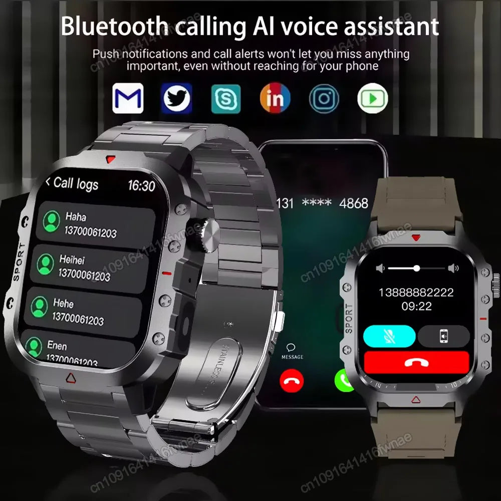 Outdoor Sports Smart Watch 2.01 Inch AMOLED Screen LED Flashlight Bluetooth Talking Smart Watch for Men Women Holiday Gifts 2025