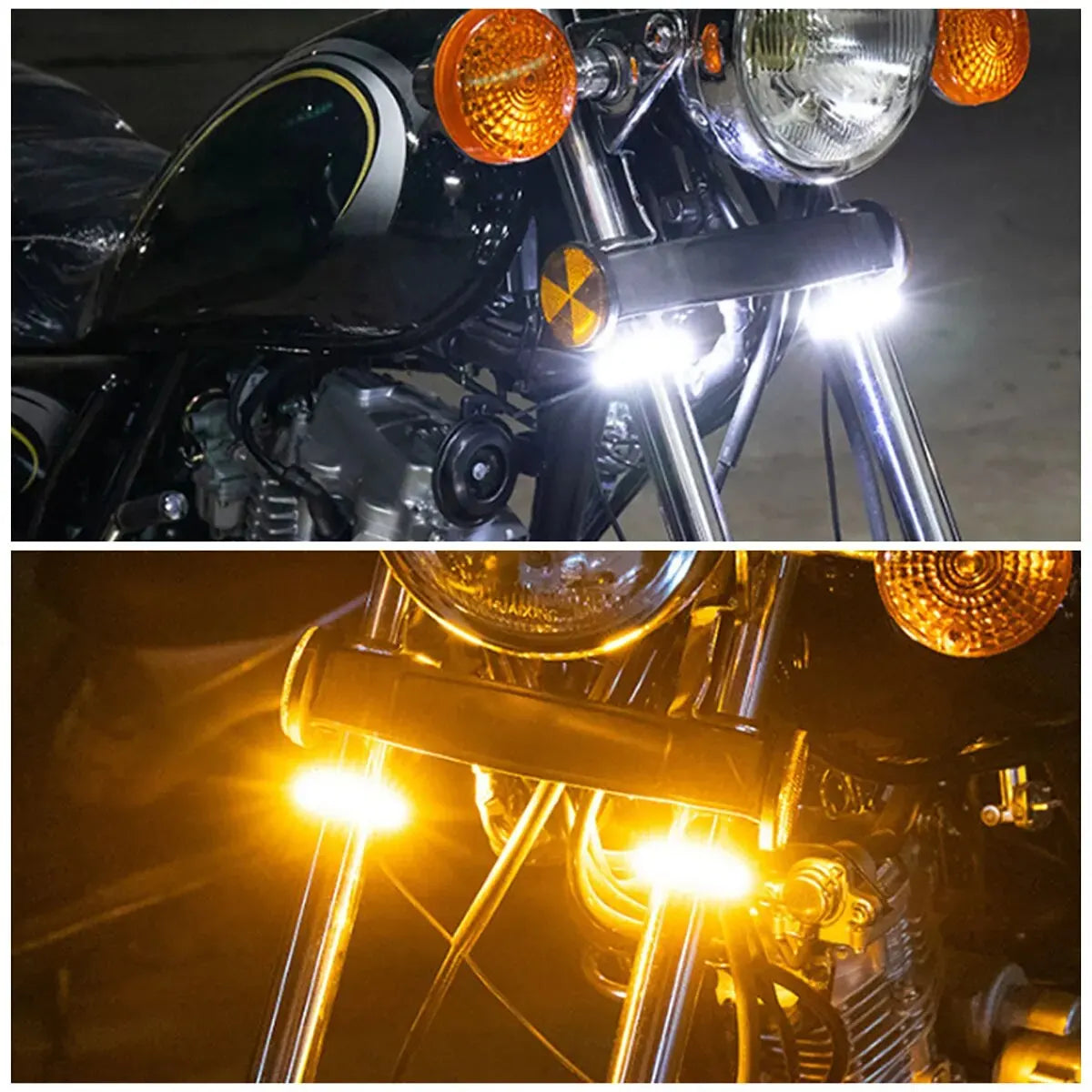 2Pcs 36LED Ring Fork Strip Flashing Indicator Motorcycle Turn Signals DRL White Amber Flasher Warning Running Lamp Blinker Acces
