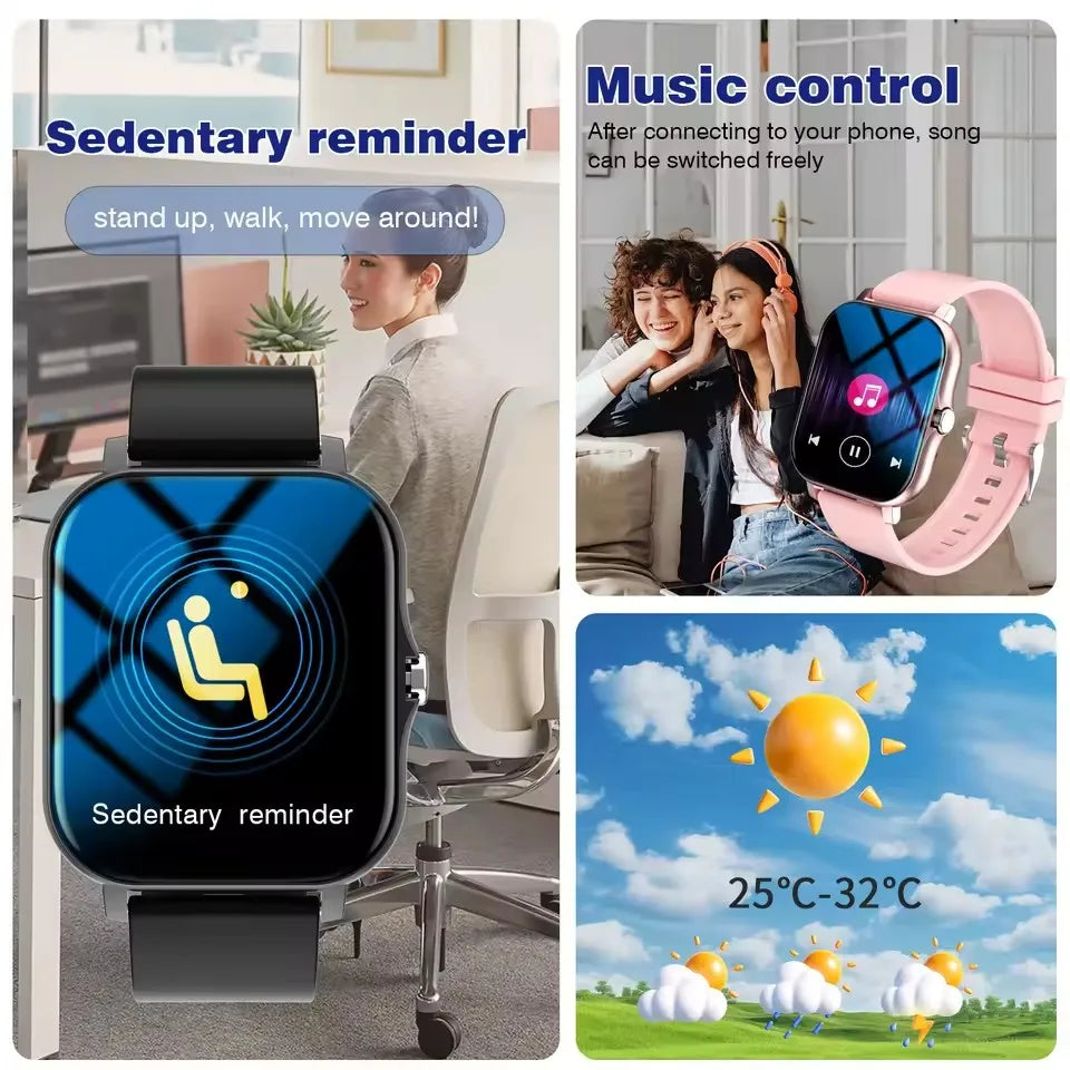 ساعة ذكية رياضية خارجية 2025 للنساء والرجال، ساعة لقياس معدل ضربات القلب وضغط الدم والأكسجين، خلفية شاشة، ساعات ذكية مزودة بخاصية الاتصال اللاسلكي وبلوتوث