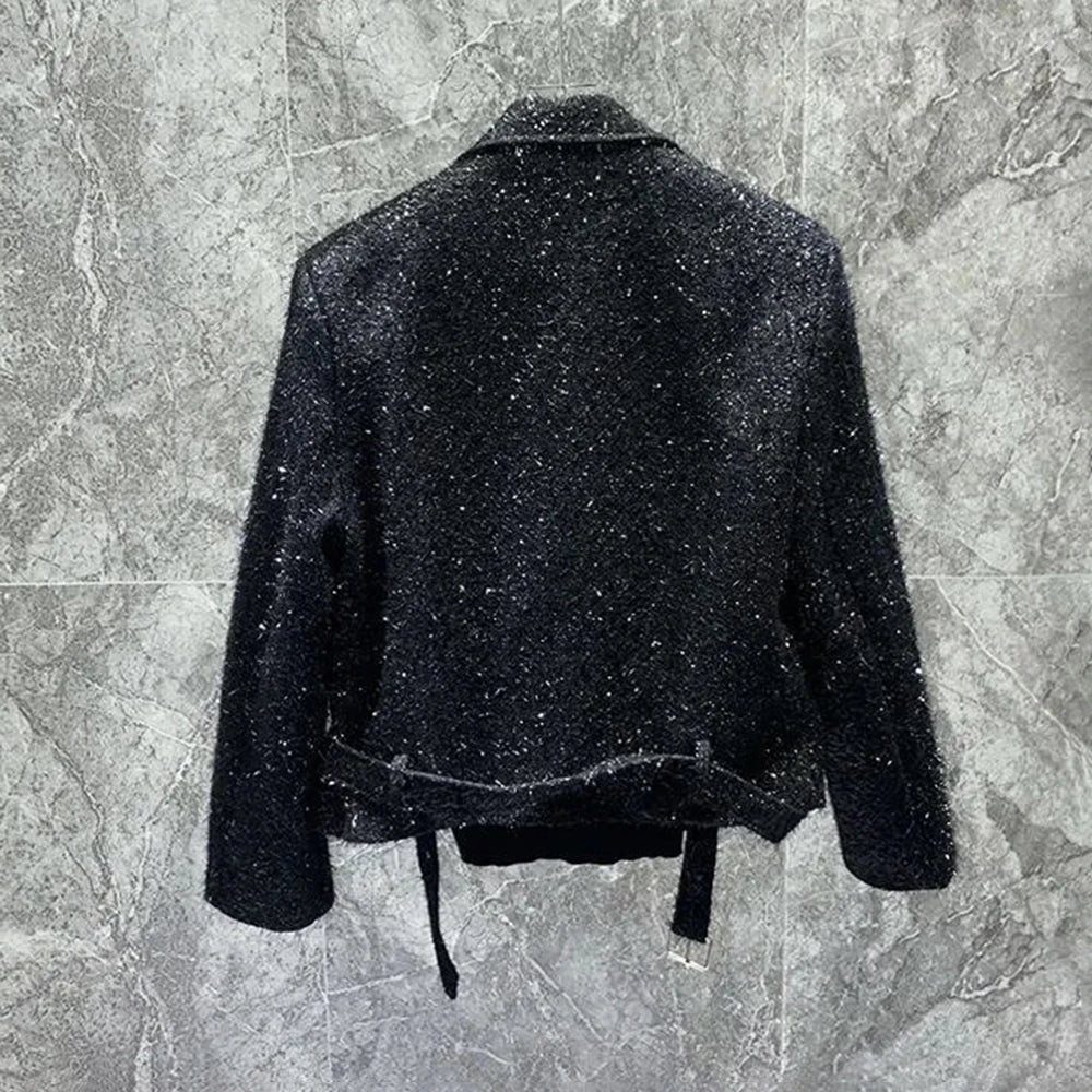 Mens Jacket Fringe Shiny Casual Performance Clothes Streetwear Fashion Youth Campus Trend Male Long-Sleeve Top Men'S Clothing