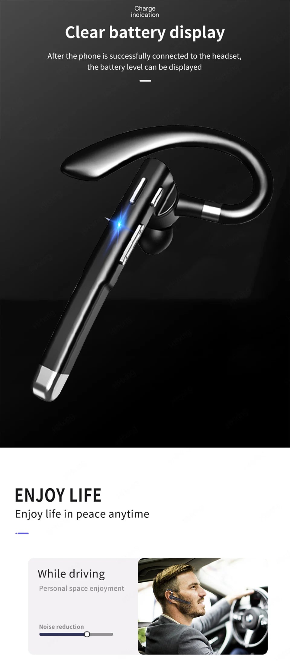 Wireless Headphones Bluetooth Headset With Microphone Earphones  Handsfree Noise Canceling Audifonos Talking Business Driving