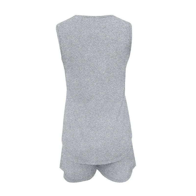 Women's Casual Fashion Set with Suspender Sleeveless Solid Color Top and Pants Set Summer Comfortable Clothing