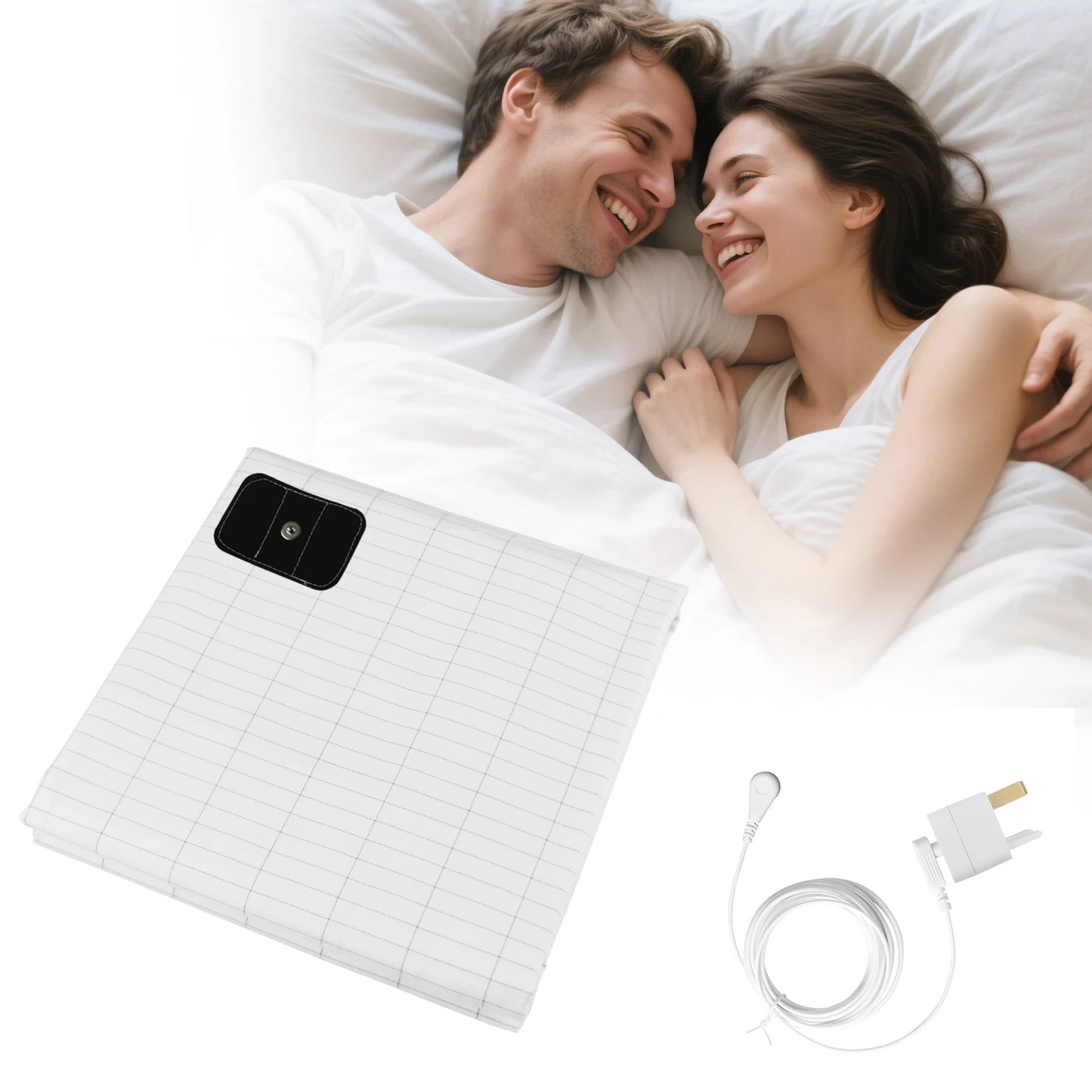 10% Silver Fiber Grounding Sheet Flat Bedsheet with Earthing Cord Organic Cotton Health Sheet Natural Wellness Release Stress