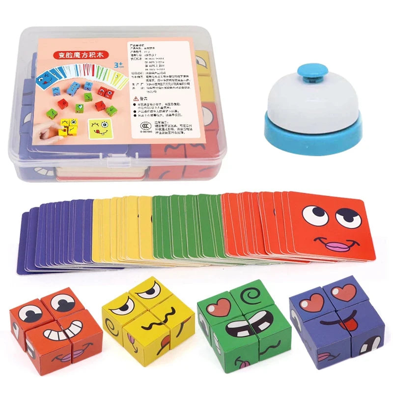 Kids Face Change Expression Puzzle Building Blocks Montessori Cube Table Game Toy Early Educational Toys for Boy s Children Gift