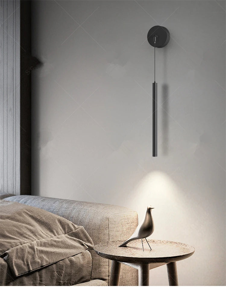 Wall lamp Bedroom bedside lamp Spot lamp Modern simple LED living room TV background wall Eye-protection bedside pendant lamp