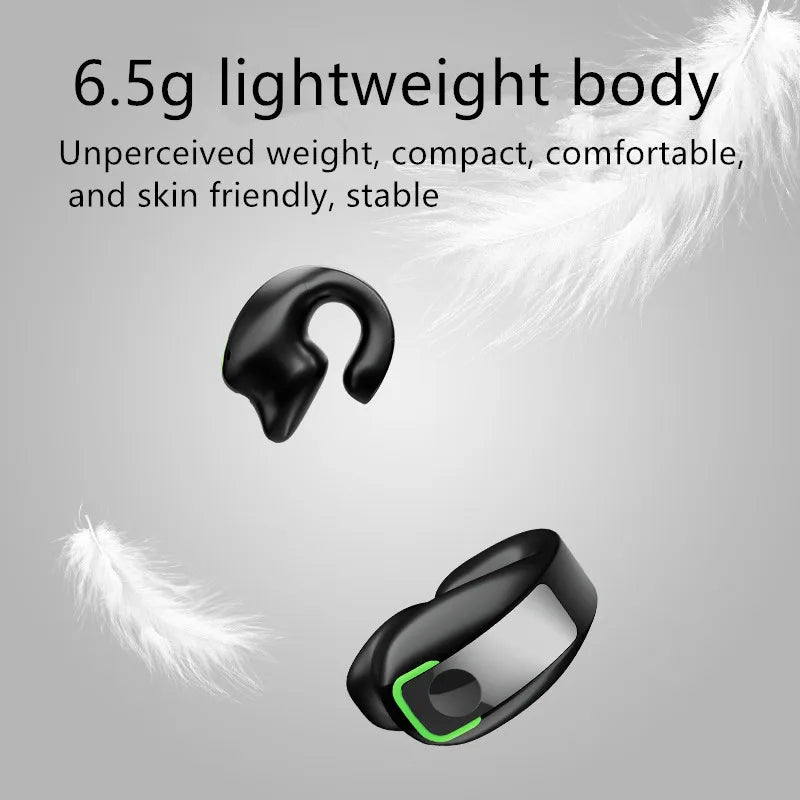 Headset With Microphone Bluetooth 5.3 Ear Clip Headphone TWS Wireless Earphone Single In-Ear HD HiFi Stereo Touch Control Sports