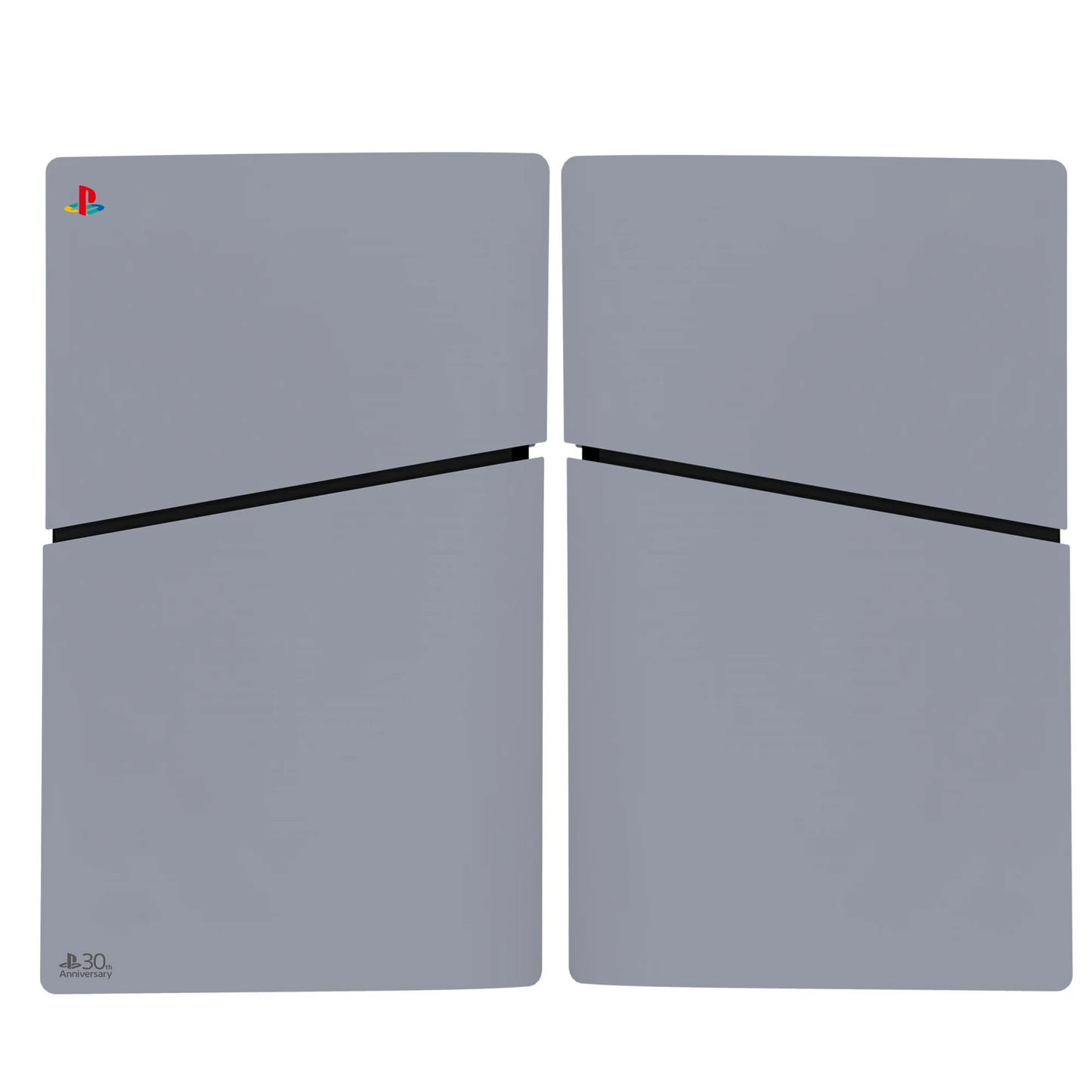 DIY Decoration Accessories Faceplate Replaceable 30th Anniversary Grey Side Shell Panels with Logo Sticker for PS5 Slim Console