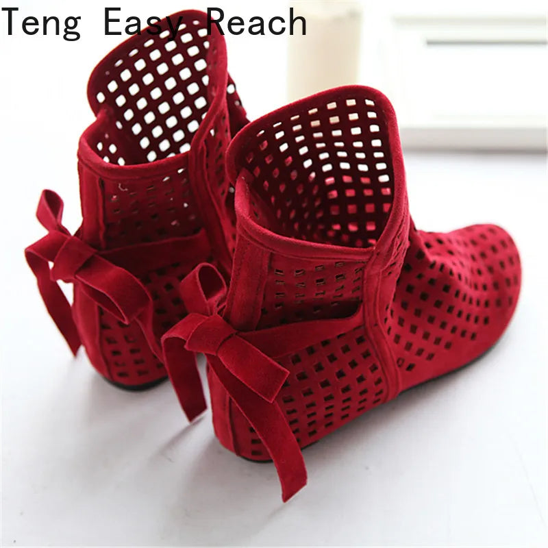Hollow Summer Boots Bootie 2025 with The New Shoes Lace Openwork Crochet Boots Plus Size 34-43 Hollow Fashion Women Boots 43
