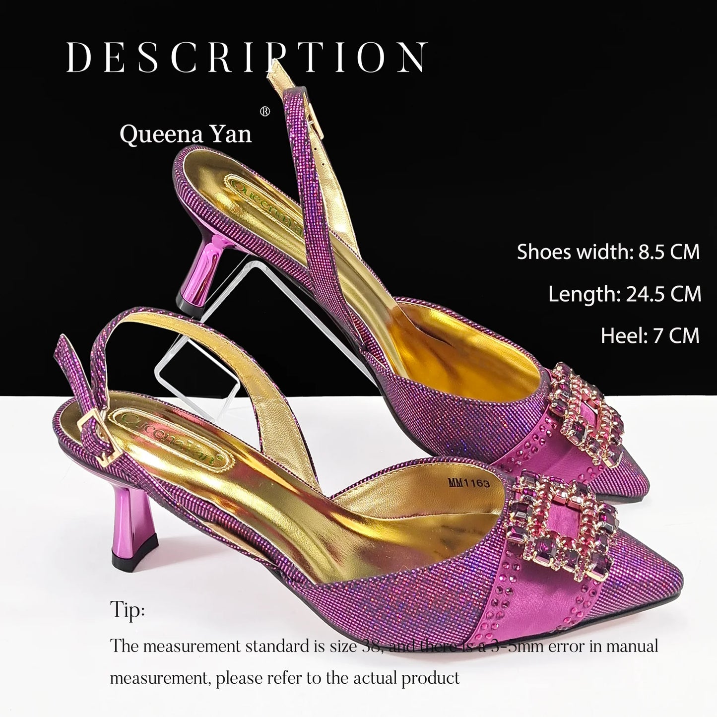 Spot Goods Italian Fashion Women Heels Elegant Color Block Design Brown Shoes And Bag Full Rhinestone Party Bag