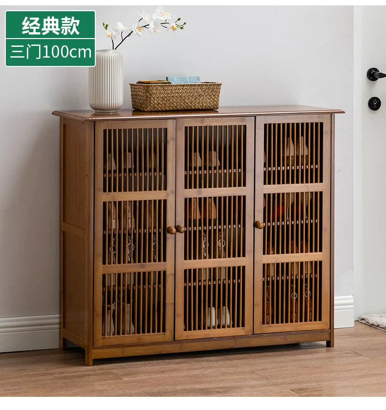 Household Dust-proof Shoe Cabinet Simple Shoe Rack Multi-layer Storage Rack Solid Wood Entrance Storage Storage Cabinet