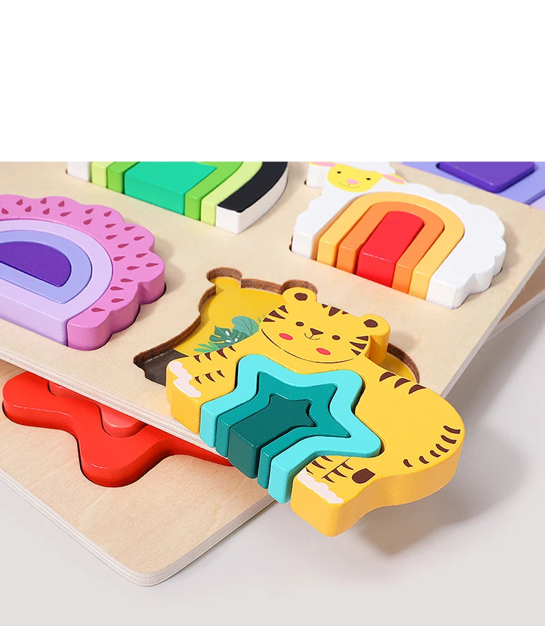 Toddlers 3D Wooden Puzzles Educational Toys Montessori Toys for Kids Educational Games Shape Intelligence Toys Children's Gifts