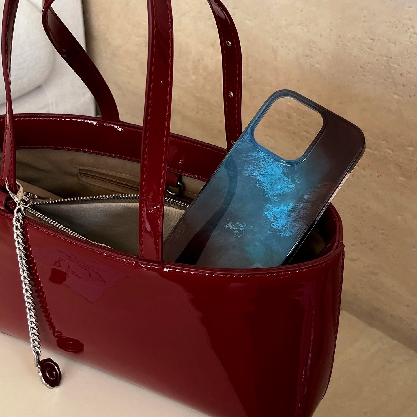 جراب هاتف كوري أنيق مزدوج الطبقات باللون الأزرق والبني المتدرج من INS لهاتف iPhone 16 15 14 13 Pro Max غطاء خلفي للهاتف