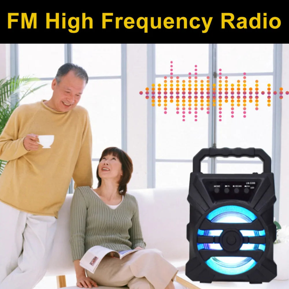 Wireless Bluetooth Speaker with LED Wireless Handheld Speaker Support Wired Microphone/TF Card/U Stick Audio Line Input