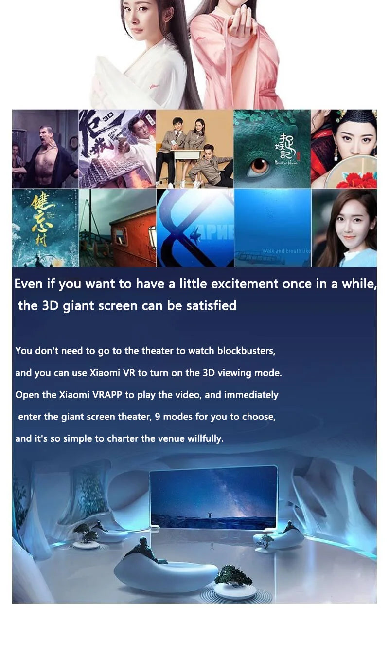 Original Xiaomi VR Glasses PLAY2 Phone Kit Black Tech Virtual Reality 3D Headset - Smart Gaming Helmet & Fashion Goggles