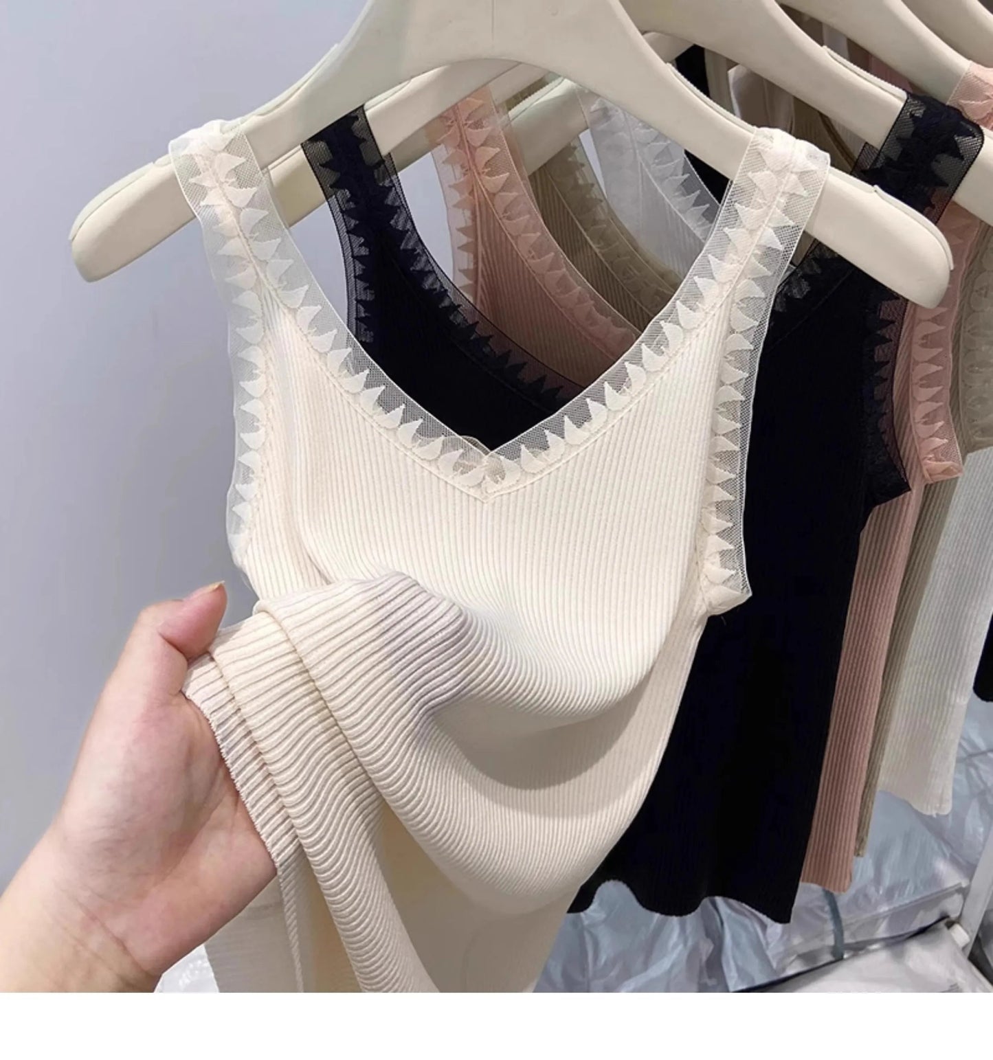 Women Summer Fashion Thin Knitted Undershirt Sleeveless Pullover Corset Top Half High Neck Comfortable Breathable Lace Tank Top SwiftNest