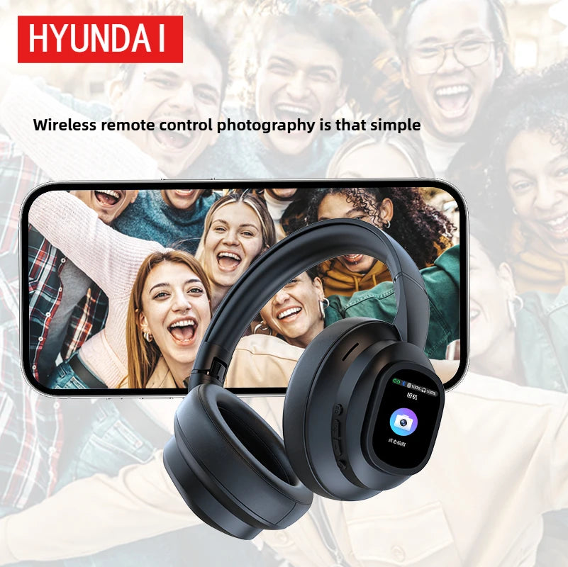 New HYUNDAI X1PRO Wireless Bluetooth 6.0 Headphone,AI Translation Earphones,100+Languages,With Magnetic Touch Control LED Screen