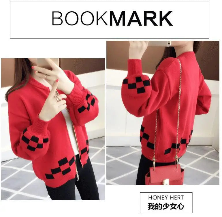 Women's Clothing Vintage Fashion Short Style Knit Cardigan Autumn Winter New Casual Loose O-neck Long Sleeve Sweaters Lady Tops