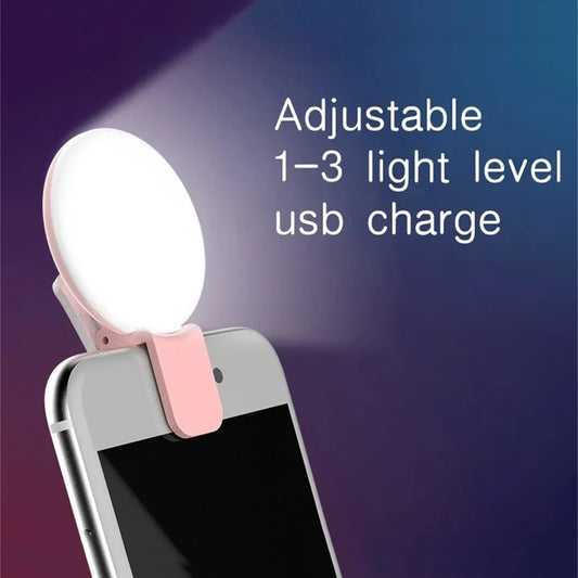 Portable LED Lamp Phone Live Video Beauty Light Universal Mobile Phone Selfie Fill Light USB Charge Photography Clip Ring Light