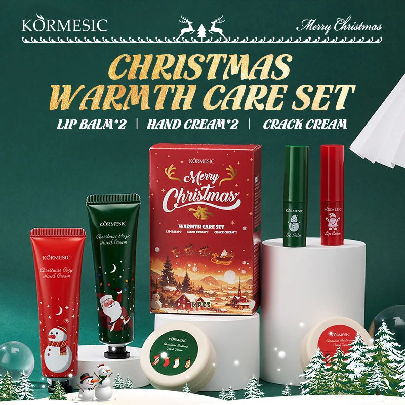 Christmas Gift Set Hydrating Body Care Collection, featuring Hand Cream, Lip Balm, Foot Cream, and Nourishing Moisturizer