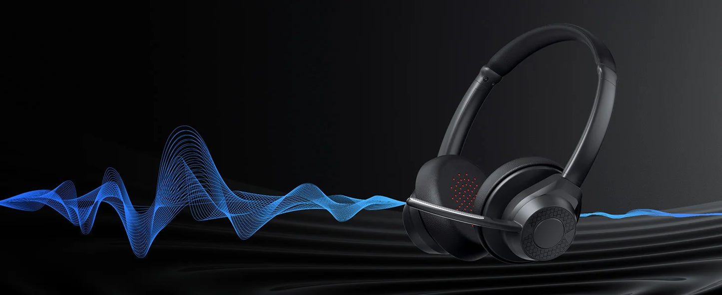 سماعة رأس لاسلكية بتقنية البلوتوث 5.4 مزودة بميكروفون وخاصية إلغاء الضوضاء وتقنية Multipoint Connect وسماعة رأس لاسلكية للعمل