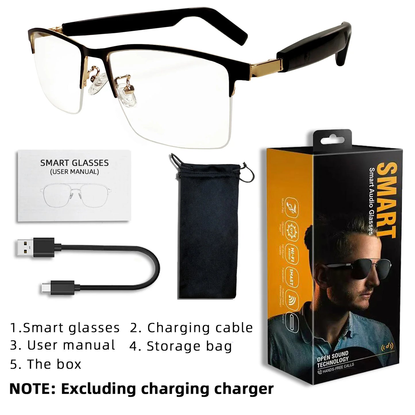 سماعة رأس ذكية لاسلكية 5.4: نظارات رياضية خارجية مع موسيقى وتحدث، هدية عيد ميلاد للرجال والنساء