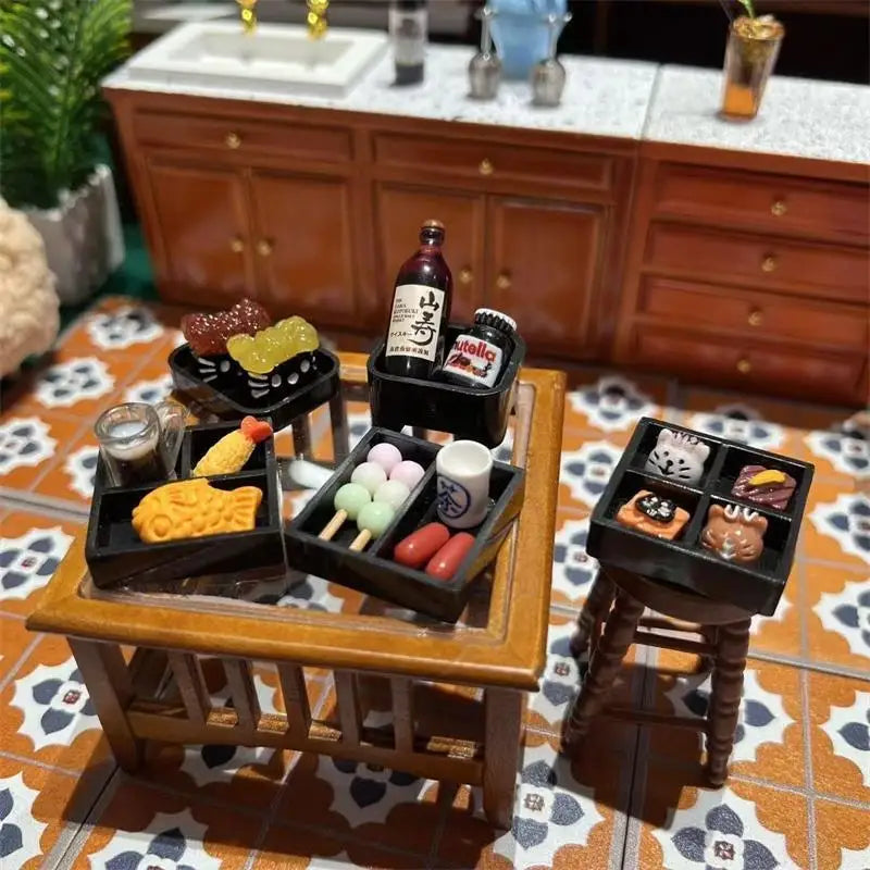 Kids Pretend Play Toys Set, 5-Piece Japanese Cuisine Models, Miniature Dollhouse Kitchen Accessories, Gift and Ornament
